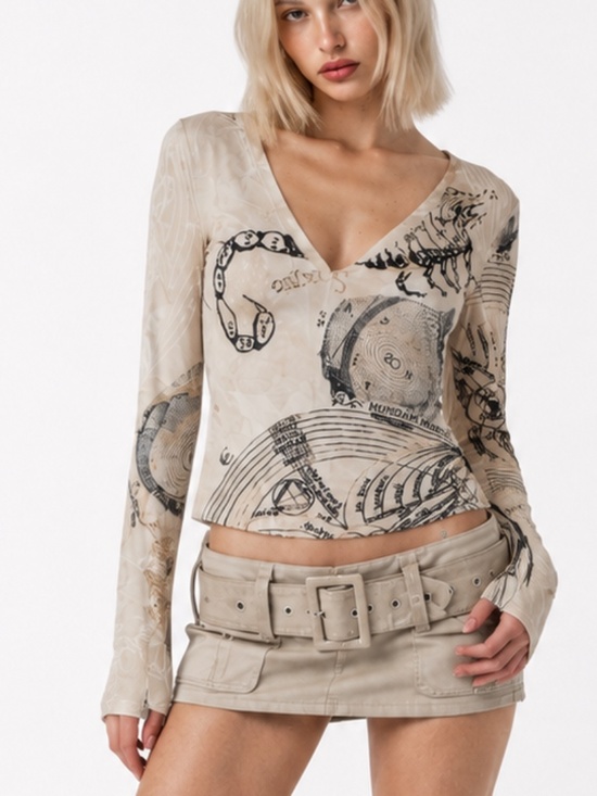 Just Cavalli Tops - RARE Just Cavalli Women’s Horoscope Long Sleeve V-Neck Top Size IT 44 / US 8 /